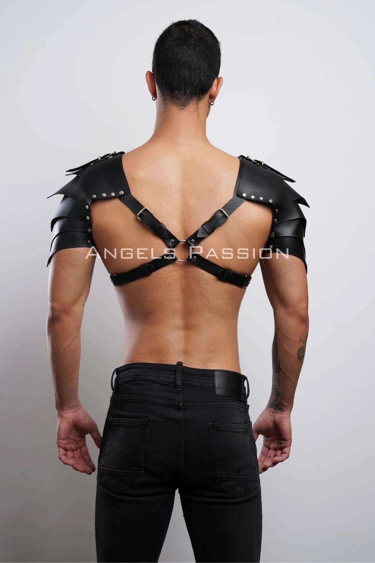 Black Faux Leather Shoulder Armor Harness